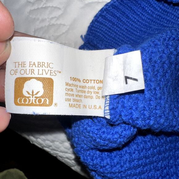 Vintage Winona Knits Mens Size Large Blue Embroidered Golfer Long Sleeve Sweater - Picture 7 of 7